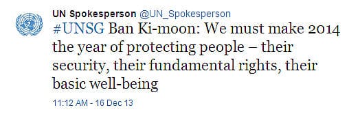 UN SG Ban Ki Moon tweet